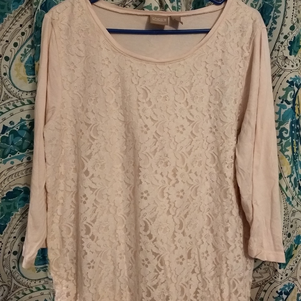 Chicos pink lace top.
